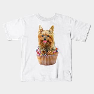 Yorkshire Terrier Cupcake Dog Kids T-Shirt